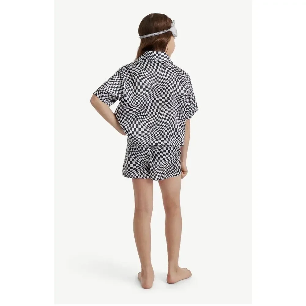 NWT NASCAR+Justice Girls M(10) Blk Pajama Lounge 3pc Shorts Shirt Mask Sleep Set
